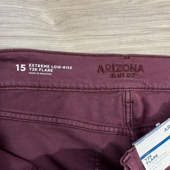 Arizona Jean Co Y2K Flare Extreme Low Rise Purple Denim Jeans Junior Size 15 - Picture 11 of 12